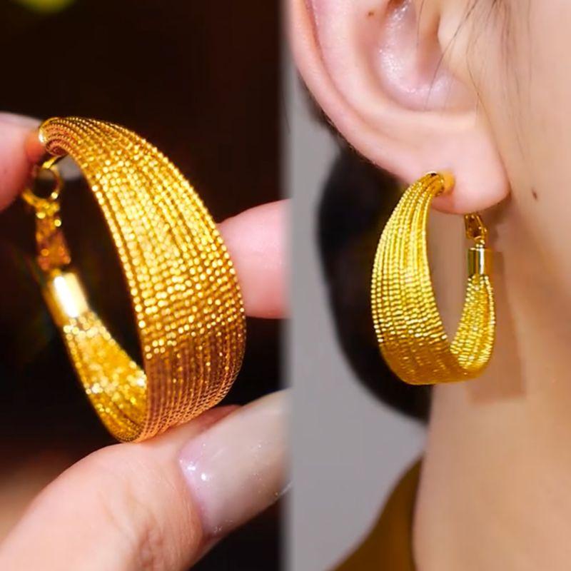 

Style Niche Design Exaggerated Hoop Earrings, Fashionable and Unique Multi-Strand Vintage Earrings, Stylish Metal Temperament Earrings for Women Multi-Wire Hoop Earrings
