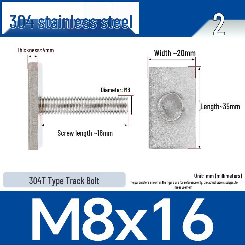 Custom 304 Stainless Steel T-Slot Irregular Rectangular T-Bar Bolt M6/M8