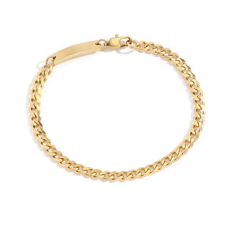 Bracciale a Catena Cubana in Acciaio Inossidabile Placcato Oro 14K - Incisione Personalizzata Disponibile