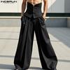 Men Layers Zip-up High Waist Casual Long Wide Legs Pants Trousers