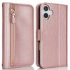 Applicable To iPhone16 Leather Case 17Pro Zipper Wallet Multi-card Oblique Span Protective Case S24Ultra Multi-function