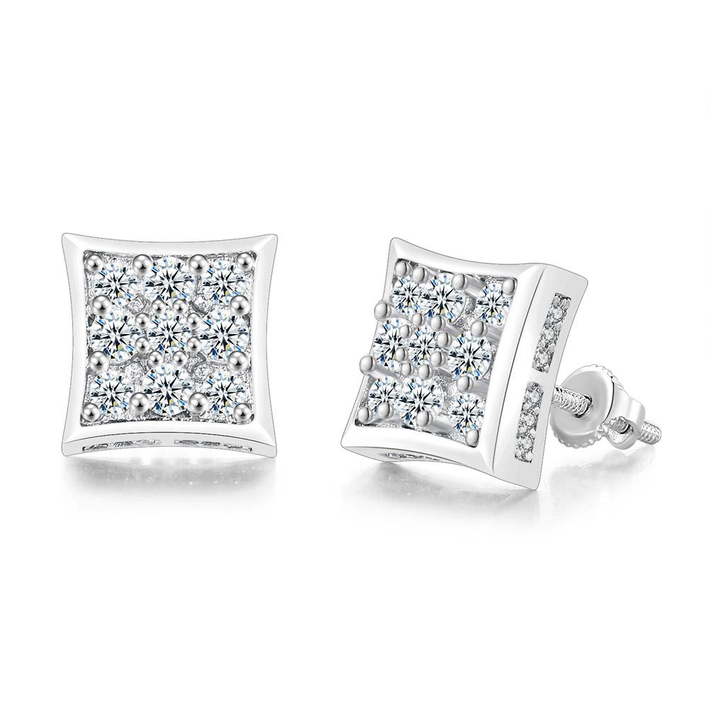 Hiphop Rock Stud Earrings For Women Classic Gold Color Jewelry Crystal Iced Out CZ Piercing Cartilage Ear Accessories Wholesale