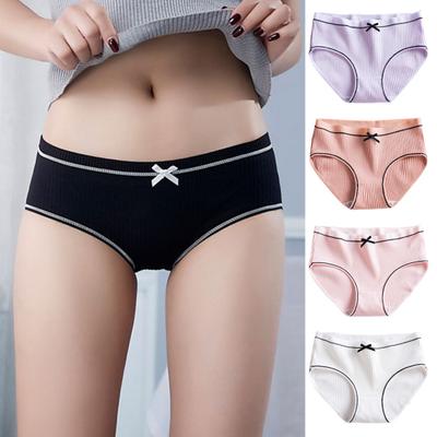 Damen-Höschen mit Fadenschleifendekor, mittlere Taille, elastische Baumwollunterhose, nahtlos, maximaler Komfort, tägliche Sport-Slips, weibliche Unterwäsche