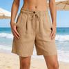 Damen High Waist Lockere Taschen-Shorts mit weitem Bein und Kordelzug Elastischer Bund zum Wandern und für Freizeitkleidung