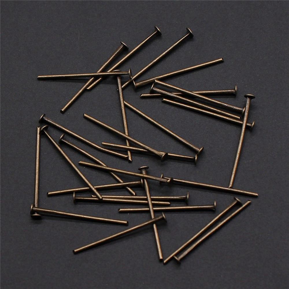 

200 шт., булавка с плоской головкой, компоненты ювелирных изделий, аксессуары, античная бронза, железо 20 мм