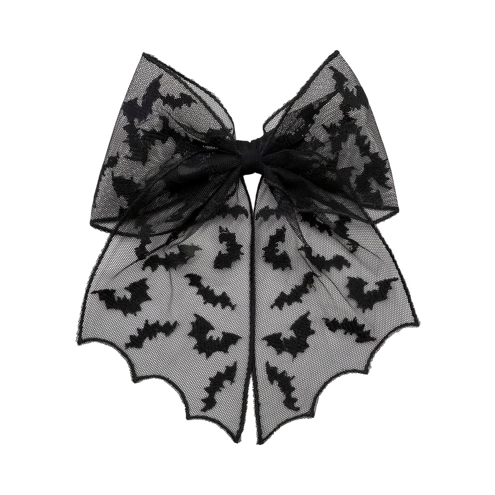 

Хэллоуин Заколка для волос Летучая мышь Готическая кружевная вуаль Заколка для волос для женщин девушек Аксессуары для костюма для косплея С вышивкой из тюля Бант S1