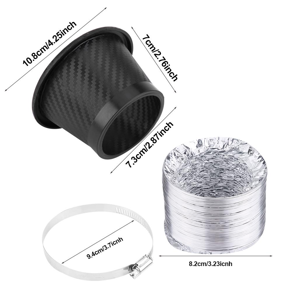 Car Modified Front Bumper Inlet Pipe Funnel Kit Round