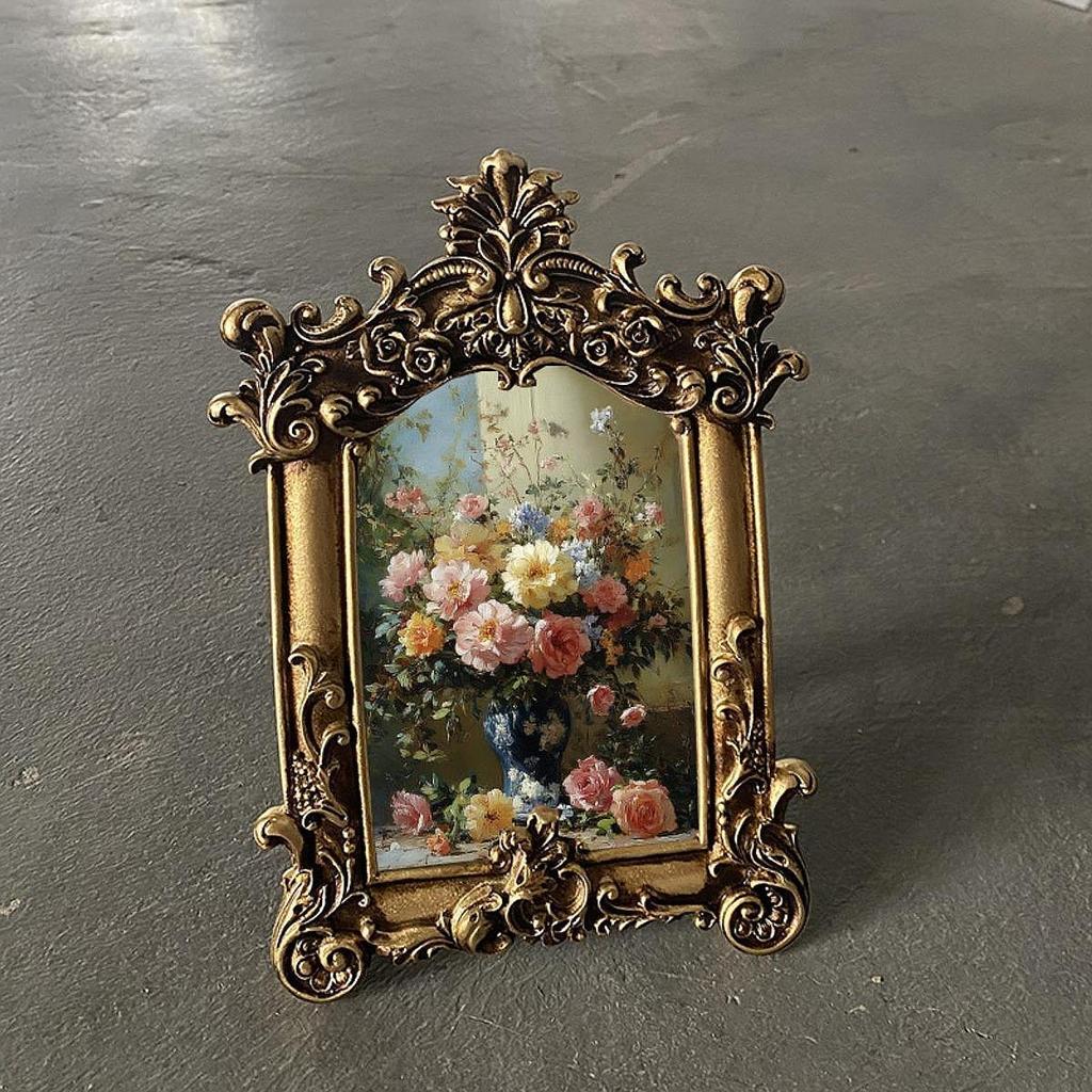 Ornate Picture Frame Tabletop Wall Hanging Ornament Antique Picture Frame for Photo Gallery Home Decor Wedding Bedroom Hallway