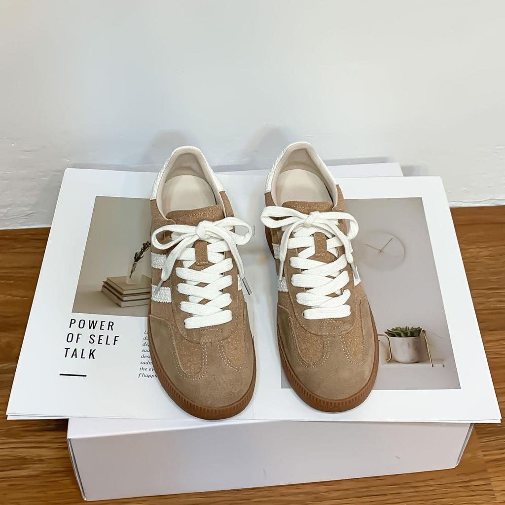 2025 new German training shoes women wear high-end platform casual shoes front lace-up Korean version campus Forrest Gump shoes women