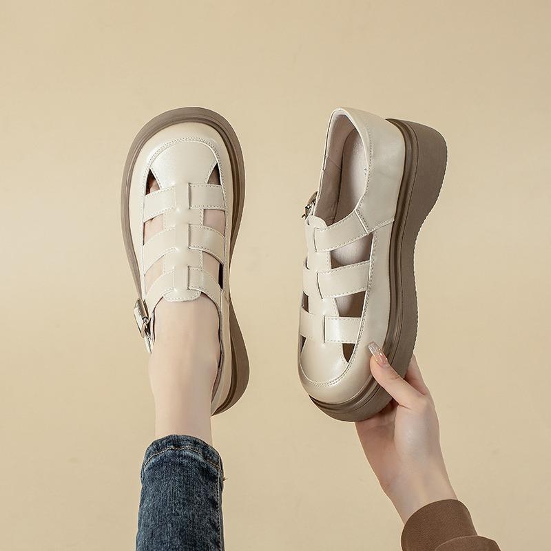 Baotou sandals women's 2025 new summer thick-soled hole retro woven pig cage shoes sports French Roman shoes