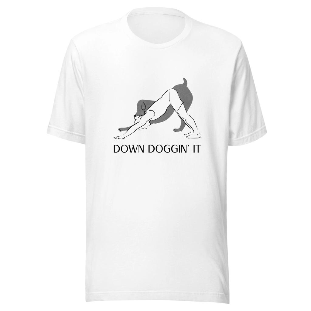 Down Doggin It Unisex Classic T-Shirt Yoga Pose Dog Lover Graphic Tee