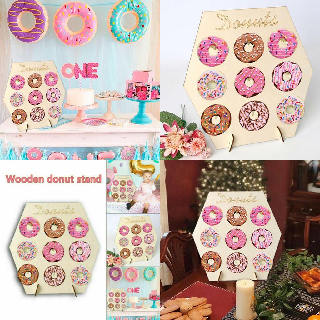 Elegant Wooden Donut Wall Display Stand For Wedding And Birthday Parties
