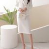 Style Latte Slim H Line Midi Skirt Spring Autumn Office Wear
