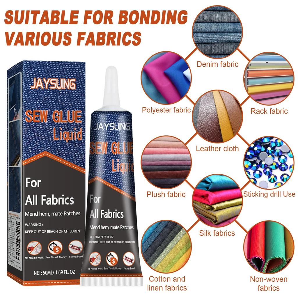 Fabric Sewing Glue High Viscosity Strength Patches Tools Clothes Mending Glue Leather Sew Kit Supplies 50ml VIE LENTE