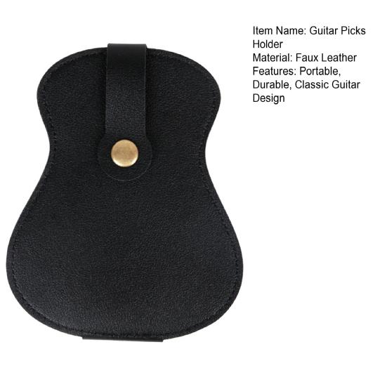 Faux Leather Guitar Picks Holder 18 Slots Plectrums Storage Bag for Men Women Guitar Design Pick Organizer Case for Players Lovers Teacher