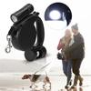 3 In 1 Black Plastic Portable Pet Automatic Retractable Traction Leash Rope with LED Light Garbage Bag for Dogs Cats