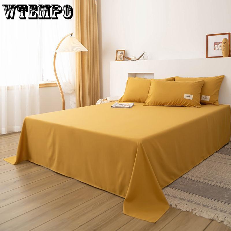 Single Piece Bed Sheet Spring Autumn Home Textiles Bedding Pure Color Bed Simple Style Household Queen Size