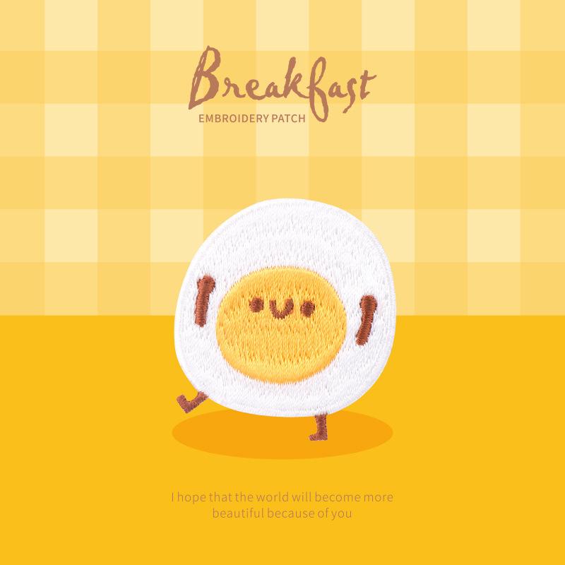 

Self-Adhesive Embroidery Sticker Vitality Breakfast Mobile Phone Bag Decorative Pattern Sticker Ipad Handbook Decorative Cloth Sticker Poached Egg