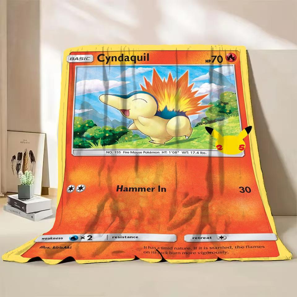 Pokémon Kaart Karakter Cartoon Flanellen Plaid Deken voor Slaapkamer Bed Bank Lunchpauze Picknick Reisdekens Kinderen Zachte Cadeaus