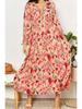 2025 Women's Fashion Long Sleeve Evening Dress - European & American Print Design