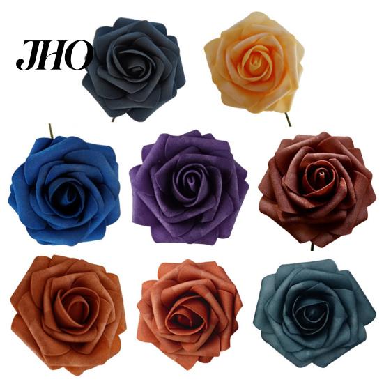 Aisle Decoration Flower 1 Box Artificial Flowers PE Foam Realistic Dahlia Rose Valentines Day Gift Home Roses Fake with Flexible Wire Stems