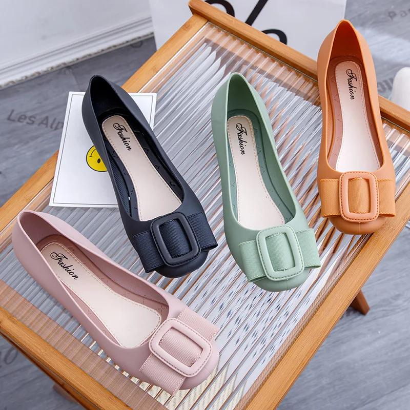 Fashion 2024 New Women's Sandals Solid Color Flat Bottom Fashion Round Head Summer Outerwear Daily Casual Flat Bottom Single Shoe