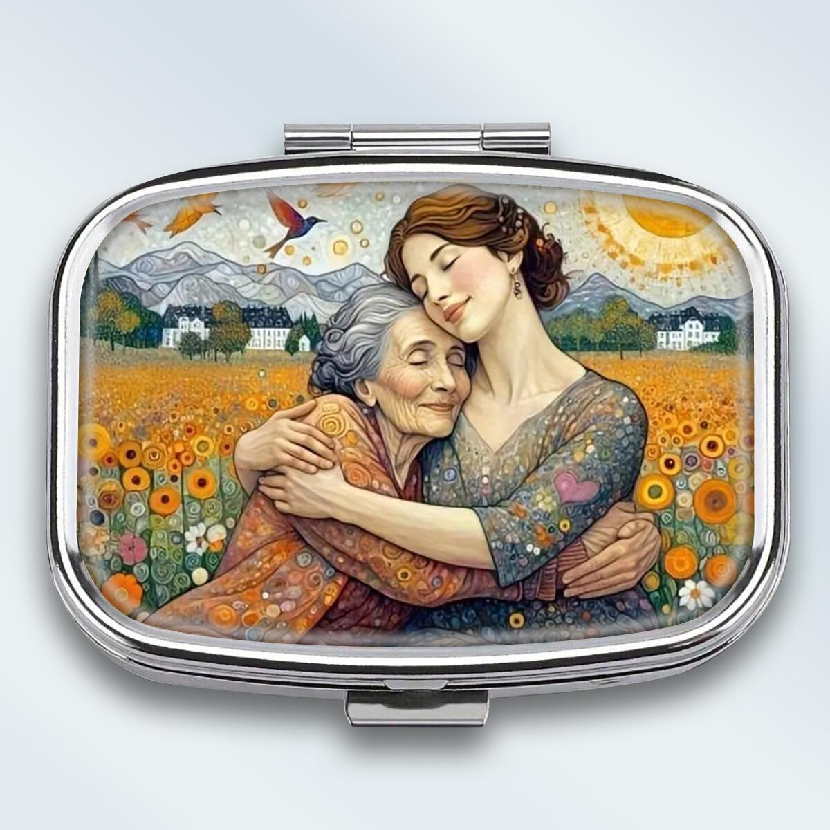 

Portable Pill Box with 2 Compartments, Mini Metal Medicine Organizer Case, Cute Printed Pill Container for Vitamins, Pills, Jewelry, Travel, Daily Use різнокольоровий