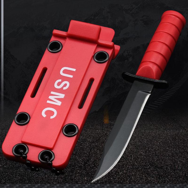 Survival Straight Knife Sawtooth Blade  Portable Mini Necklace Tactical Knife for  Hunting Camping with Scabbard