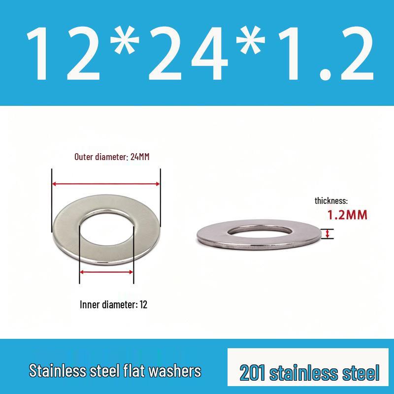 201 Stainless Steel Rust-proof Flat Washer - National Standard Hardware Fasteners with Complete Specifications, In Stock.