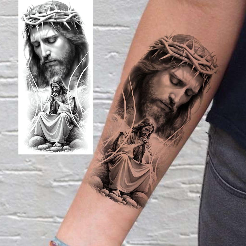 1 Sheet Cool Warrior Lion Tiger Skull Temporary Tattoos For Men Women Adults, Long Lasting Waterproof Temp Fake Tattoo Sticker