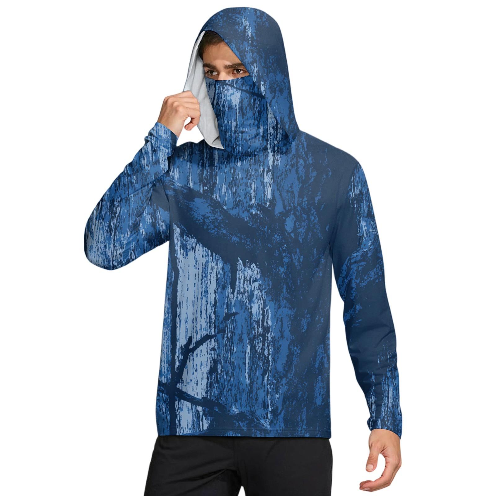 

Мужская рубашка с маской Легкая с длинным рукавом Капюшон Для пеших прогулок Рыбалки Для выступлений XXL