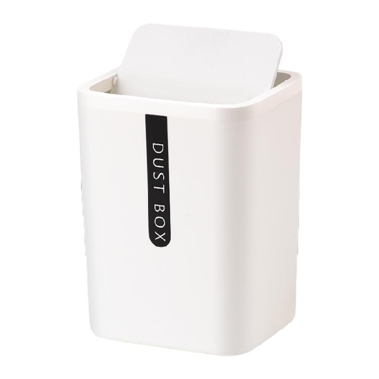 Countertop Garbage Basket Trashbox Tabletop Plastic Small Waste Bin with Lid белый
