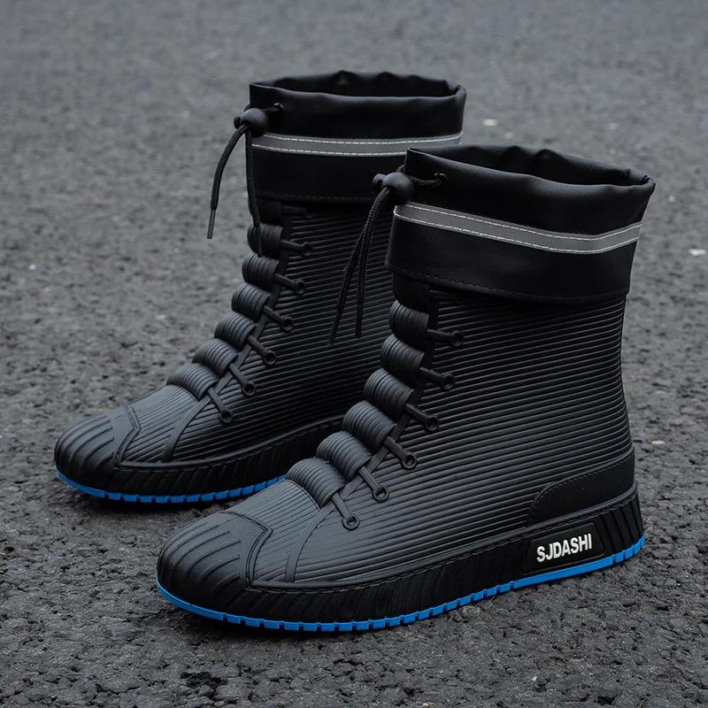 Fashion Versatile Casual Short-barreled Waterproof Shoes Men Women Lined with Fleece Warmth Anti-slip Wear-resistant Outdoors Rain Boots
