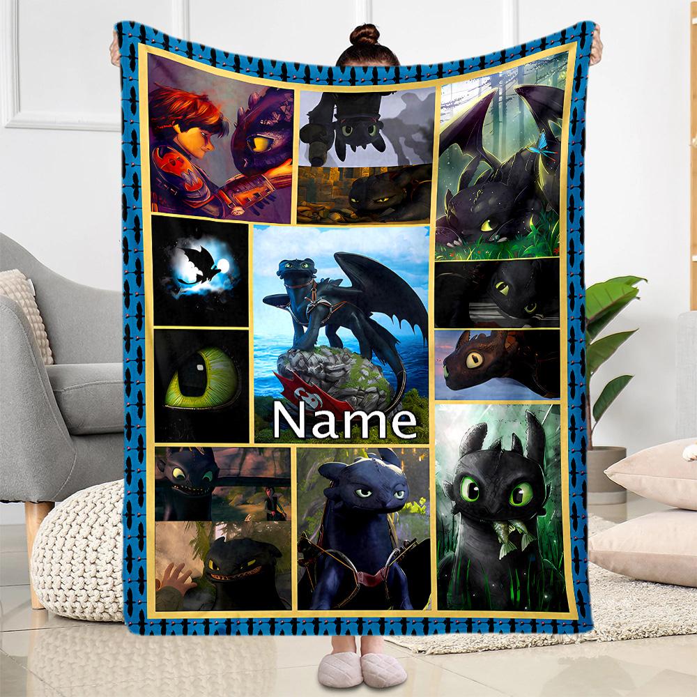 Dragons Friendship Personalized Name Blanket Lightweight Personalized Blanket Comfortable Great for Seaside Picnics Office Home Decor All-Season Use