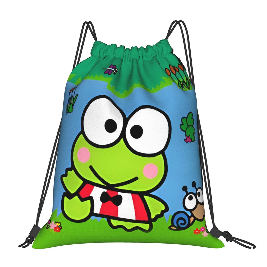 Custom K-KeroKeroKeroppies Drawstring Bags Men Women Foldable Sports Gym Sackpack Frog Cartoon Shopping Storage Backpacks