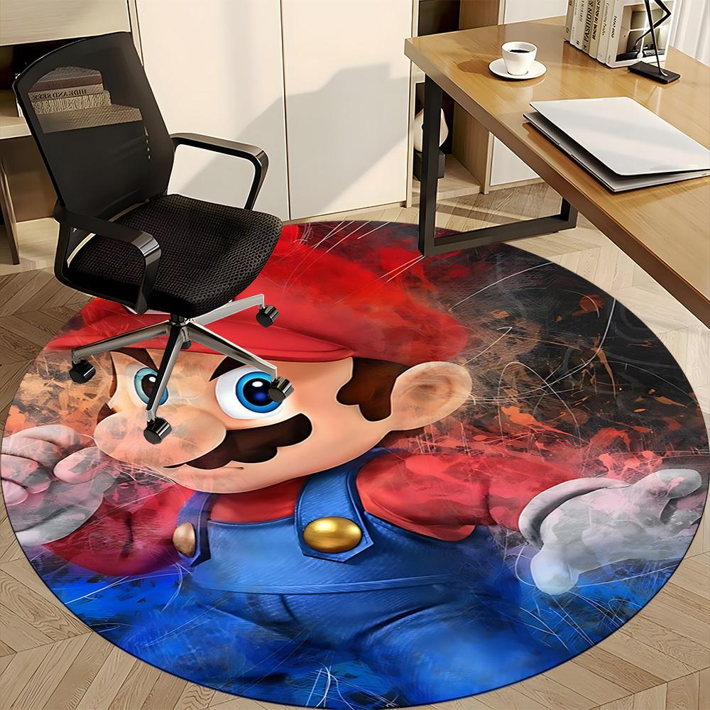 1pc Mario Adventure Office Round Area Rug, Bedroom Living Room Home Decor, Room Deco, Offic a1016189