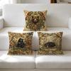 Woodland Botanical Bear And Cub Cushion Cover Double-Sided Plush Sofa Cushion Covers Organic Breathable Invisible Zipper