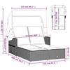 Double Sun Lounger with Canopy and Cushions Grey Poly Rattan