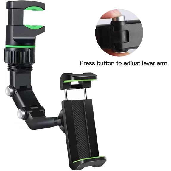 Car Rearview Mirror Phone Holder 360°Universal Mobile Phone Car Mount Holder 360° Rotation for Cell Phones GPS