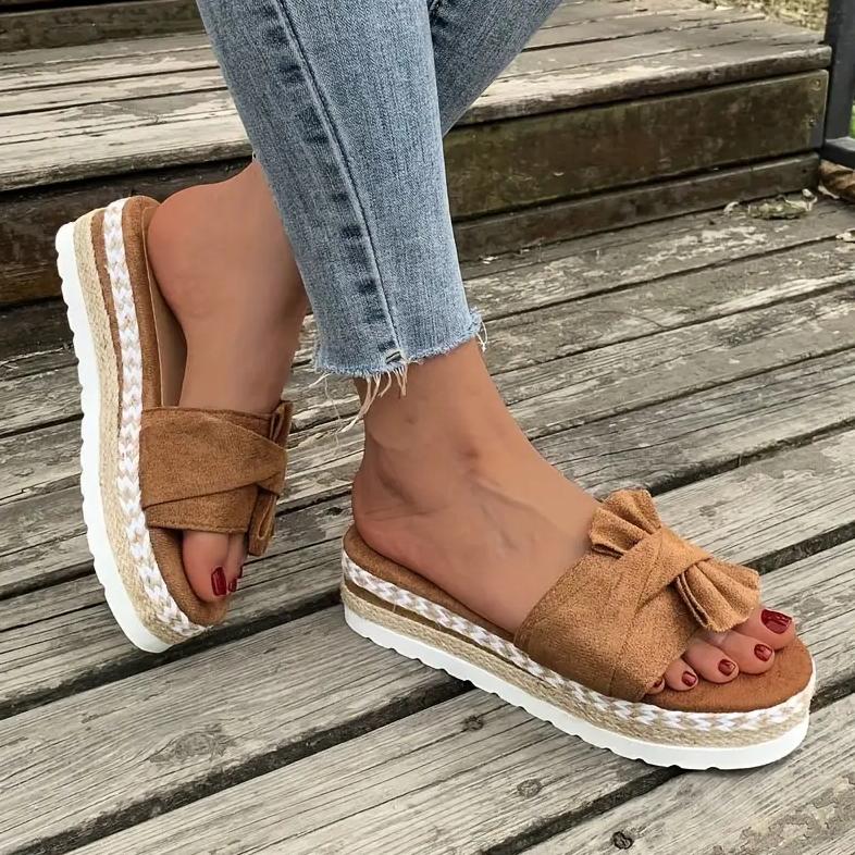 Women Cute Bowknot Sandals Casual Slip On Sandals Ladies Daily Platform Sandals Party