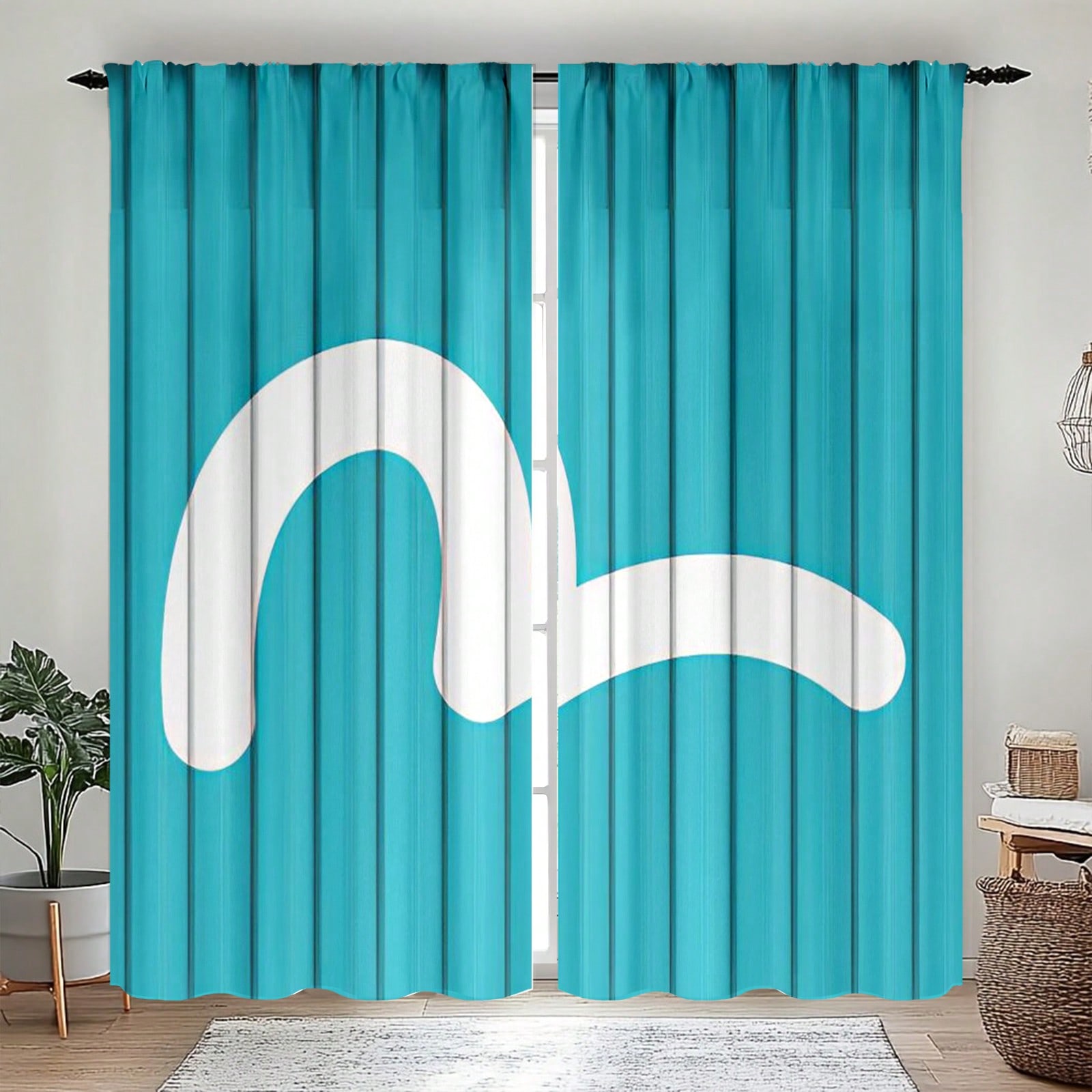 

Синий Контейнер Граффити Узор Полушторы Полиэстер Устойчивый к Выцветанию Фильтрующие Свет Набор из 2 Штук С Карманчиком для Карниза Машинная Стирка W100*H70(CM)-Hooks&1PCS