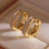 Elegant White Geometric Square Stud Earrings for Women - Lightweight, Luxury, and Versatile Ear Jewelry