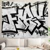 Graffiti Abstrait Étiquettes Tapisserie Murale Lettres Sans Signification Main Rue Murale Grande Tapisserie Décoration Fibre de Polyester