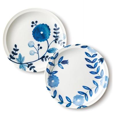 Dolce duo Stor Tallrikset Vit och Mino Floral Perfekt för Japanskt och Västerländskt Presentkit (22cm, Indigo), Vara, Mönster, Kök, (OF-1811)