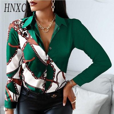 Moda feminina casual manga comprida gola POLO blusas e camisas