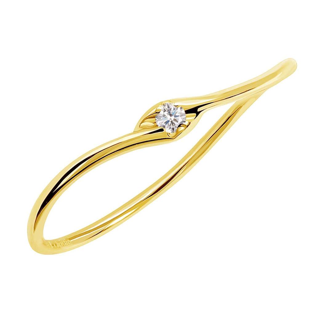 Ring Ring Diamond Wave Type K18 Gold 5 [Lara Christie] Women's 0.02ct No. Lr71-0006-yg-w-05