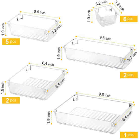 16Pcs/Set Plastic Transparent Office Cosmetic Organizers Drawer Storage Box