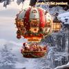 Christmas Hot Air Balloon Ornaments 2D Acrylic Xmas Tree Pendant Cartoon Santa In Hot Air Balloon Hanging Decoration for Trees Doors Windows Decor