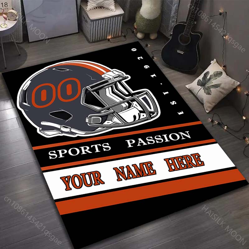 Rugby Team Print Personalisierter Benutzerdefinierter Name Teppich für Wohnzimmer Schlafzimmer Heimdekor Rutschfeste Bodenmatte Moderner Teppich Waschbare Teppiche
