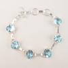 Sky Blue Topaz Gemstone 925 Sterling Silver Jewelry Handmade Bracelet9" For Gift RB-6-16